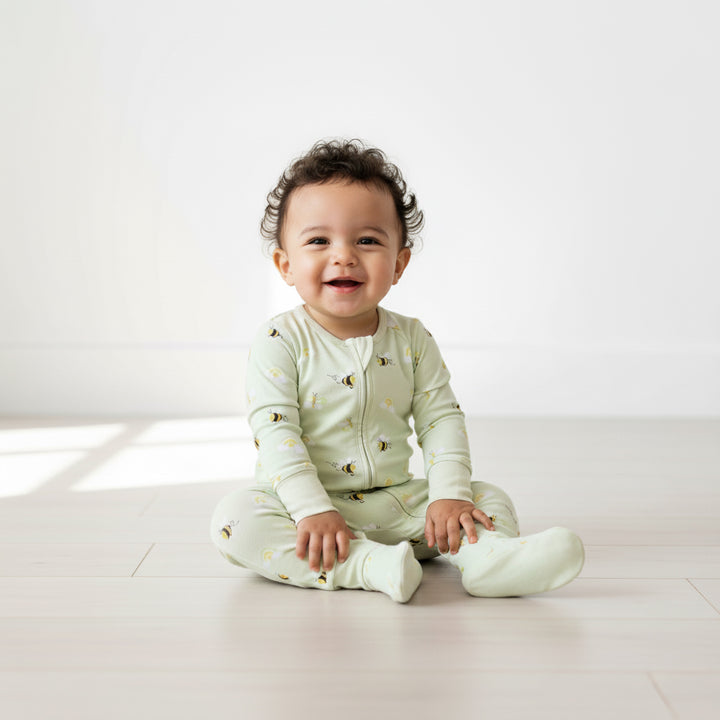 Zippered Romper in Bee Happy